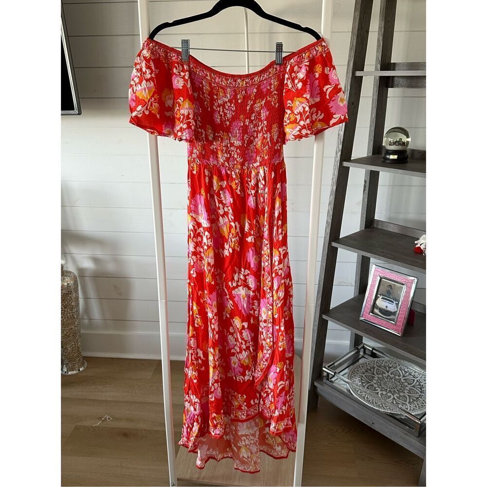 Flying Tomato peasant maxi dress Womens S Red Cottagecore Hippie Boho‎